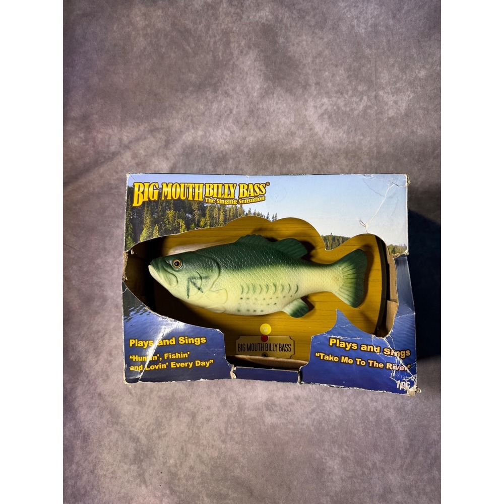 Gemmy Big Mouth Billy Bass Motion-Activated Singing Fish Wall Plaque In Box